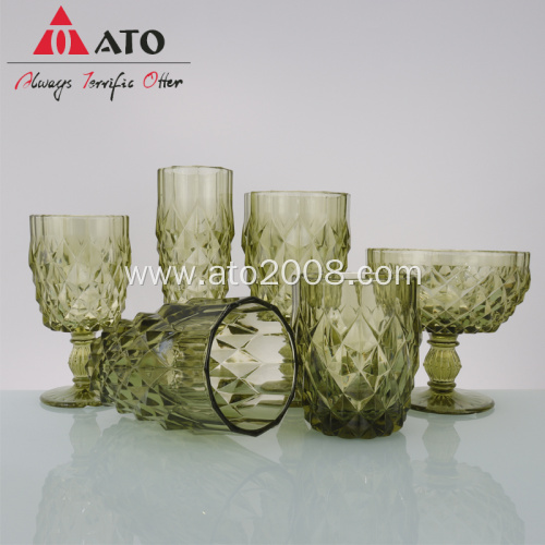 Retro Drinking Goblet Wine Glass Sets with Green